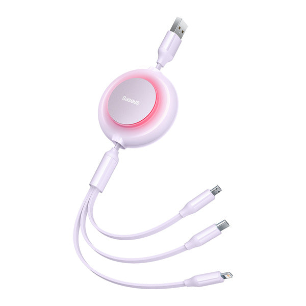 Baseus Bright Mirror 2 | Kabel med justerbar lengde USB - Micro, USB-C, Lightning for iPhone 3.5A