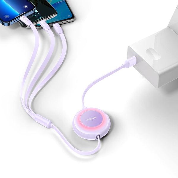 Baseus Bright Mirror 2 | Kabel med justerbar lengde USB - Micro, USB-C, Lightning for iPhone 3.5A