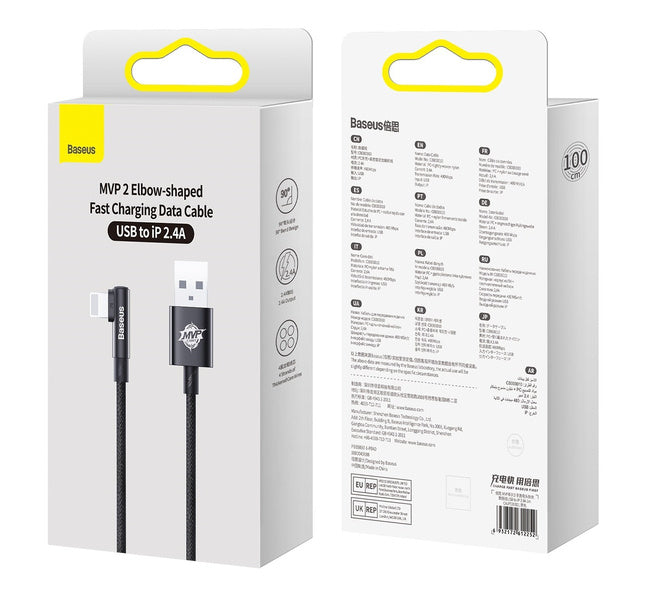 Baseus MVP 2 | Vinkelkabel USB-A - Lightning for iPhone iPad Airpods 2.4A 1m