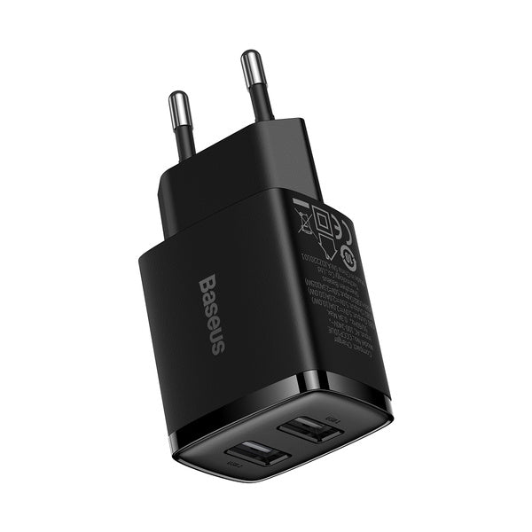 Baseus Compact | Vegglader med 2x USB-A 10.5W 2A