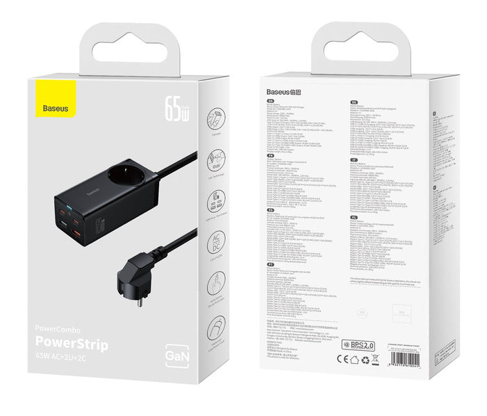 Baseus GaN3 Pro AC+2U+2C | Vegglader AC 230V med 2xUSB-A 2x USB-C 65W