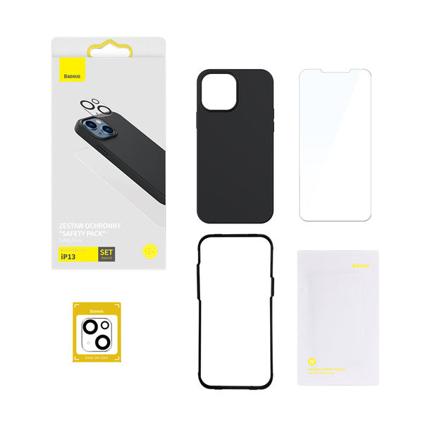 Baseus Liquid Silica Gel Phone Case Set for iP 13 | Etui med herdet glass til skjerm og kamera for iPhone 13