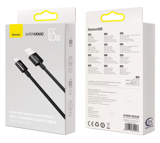 Baseus Superior Series | USB Type-C SUPERVOOC 65W kabel for Oppo Realme 1m