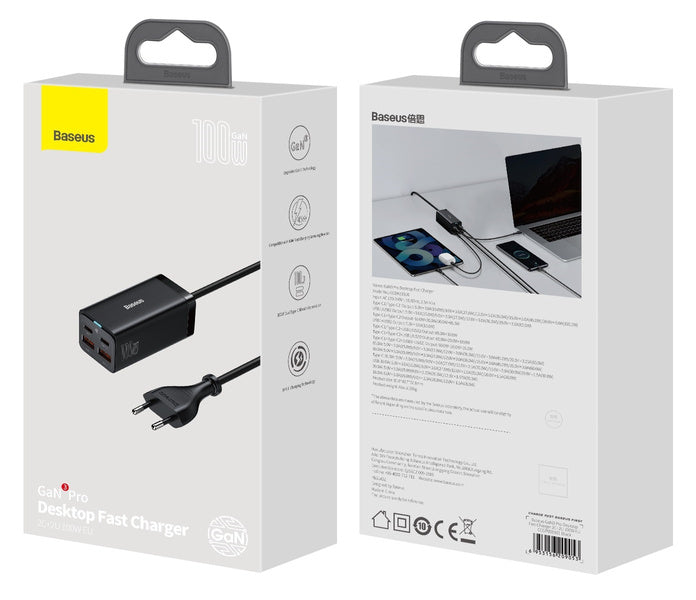 Baseus GAN3 Pro | Vegglader med 4x USB-A USB-C PD QC4.0 100W