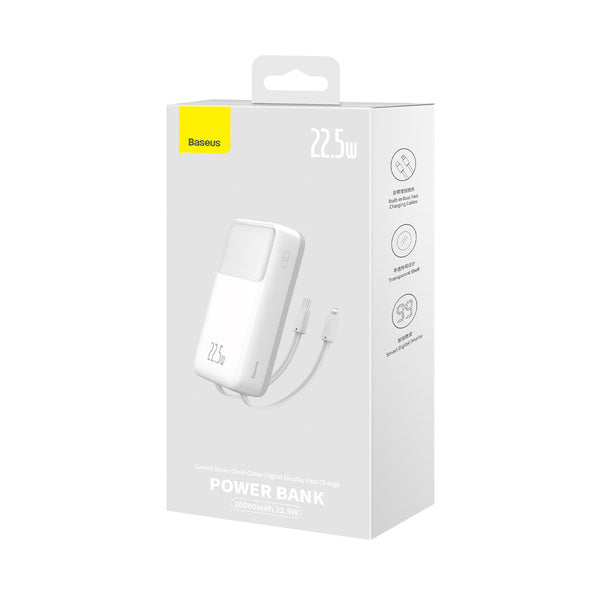 Baseus Comet | Powerbank 20000mAh med USB-C og Lightning-kabel, 22.5W PD QC3.0 AFC SCP FCP