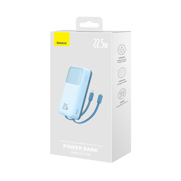 Baseus Comet | Powerbank 20000mAh med USB-C og Lightning-kabel, 22.5W PD QC3.0 AFC SCP FCP