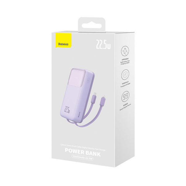 Baseus Comet | Powerbank 20000mAh med USB-C og Lightning-kabel, 22.5W PD QC3.0 AFC SCP FCP