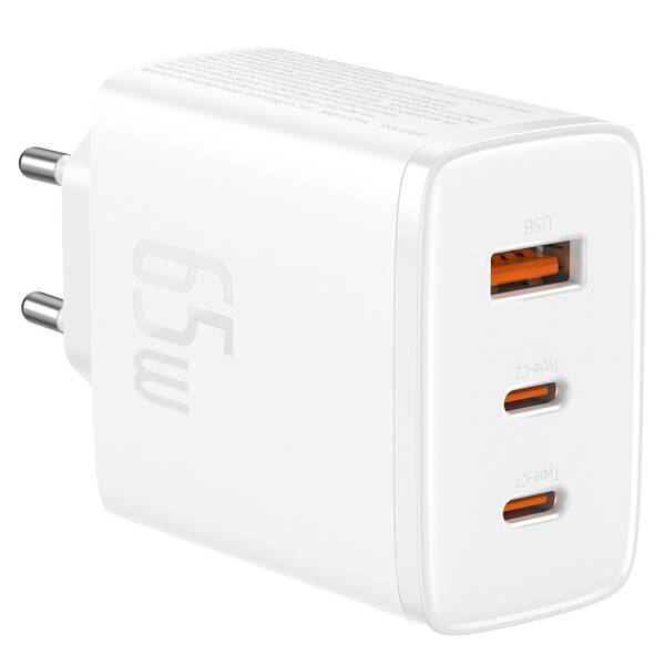 Baseus GaN5 Cube Pro | Veggladeradapter, 3x USB-C USB-A 65W Power Delivery 3.0 QC 3.0 Huawei SCP FCP AFC PPS