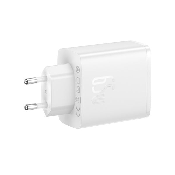 Baseus GaN5 Cube Pro | Veggladeradapter, 3x USB-C USB-A 65W Power Delivery 3.0 QC 3.0 Huawei SCP FCP AFC PPS