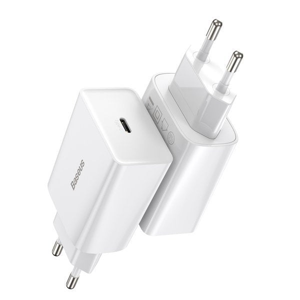 Baseus Speed Mini White | Vegglader USB-C 20W Power Delivery QC 3.0 Hvit