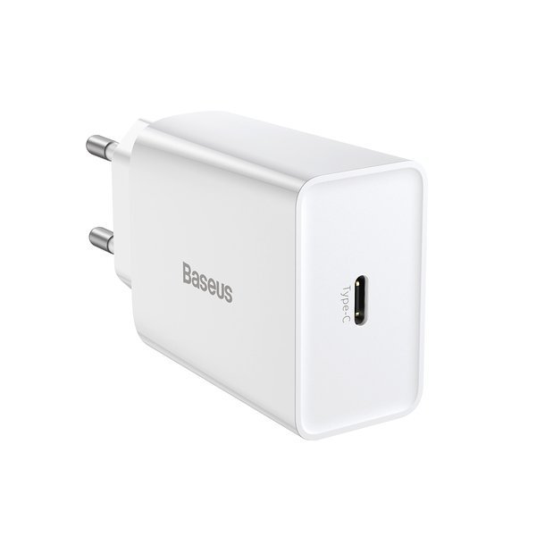 Baseus Speed Mini White | Vegglader USB-C 20W Power Delivery QC 3.0 Hvit