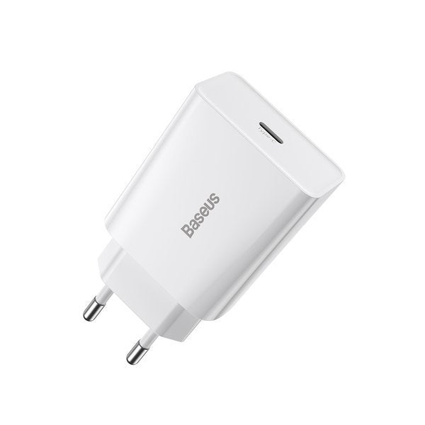 Baseus Speed Mini White | Vegglader USB-C 20W Power Delivery QC 3.0 Hvit