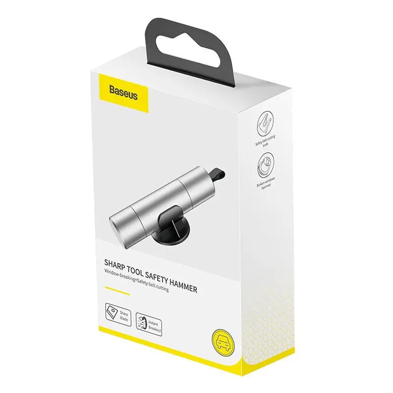 Baseus Sharp Tool Silver | Sikkerhetshammer og livskniv for bilruter og sikkerhetsbelter - Sølv