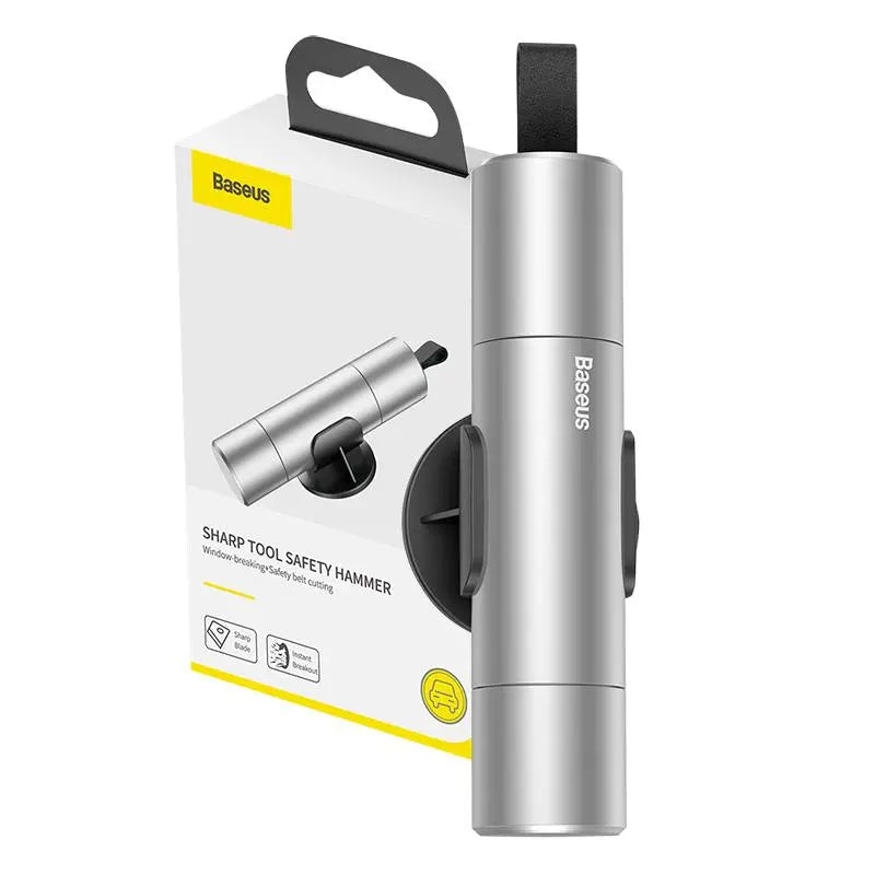 Baseus Sharp Tool Silver | Sikkerhetshammer og livskniv for bilruter og sikkerhetsbelter - Sølv