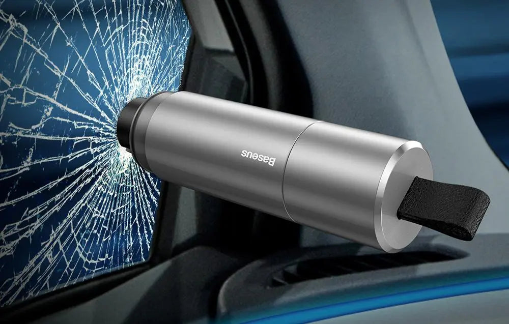 Baseus Sharp Tool Silver | Sikkerhetshammer og livskniv for bilruter og sikkerhetsbelter - Sølv