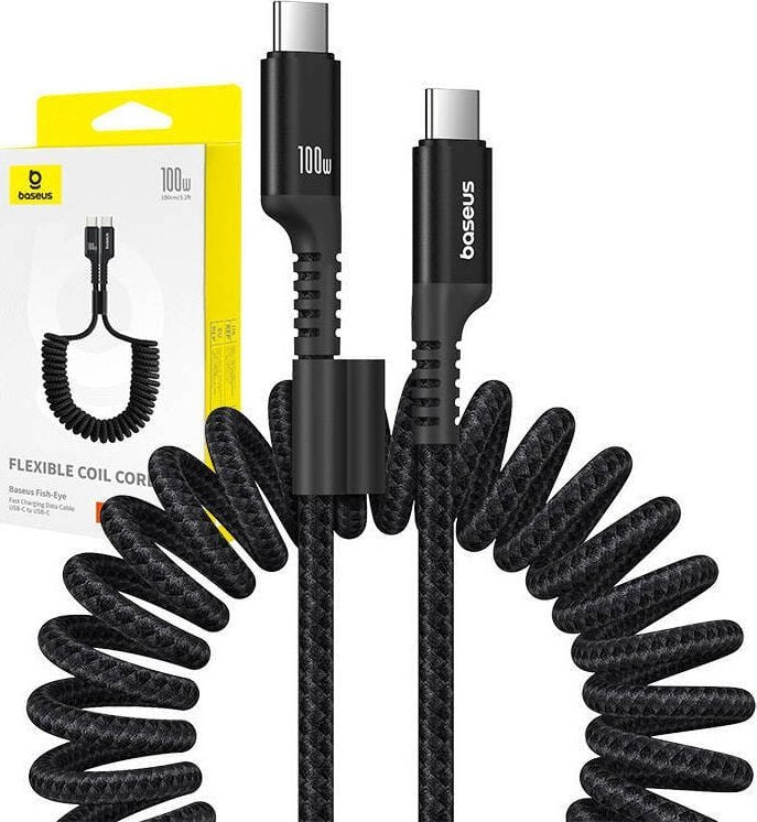 Baseus Fish eye Fast Charging Cable 100W | Elastisk forsterket fjær USB-C Type-C-kabel 1m