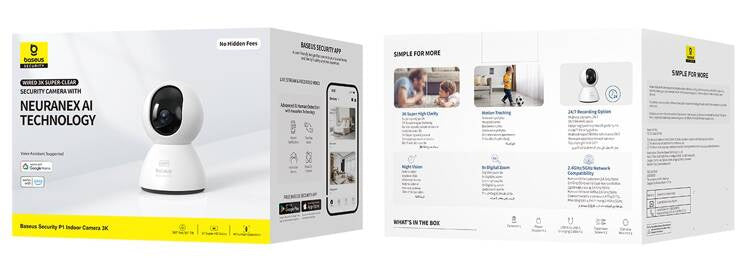 Baseus Security P1 – Smart innendørs IP WiFi-kamera med 3K-oppløsning med bevegelses- og gråtdeteksjon
