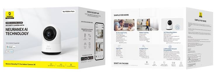 Baseus Security P1 Pro – Innendørs IP WiFi-kamera 3K med app og mikrofon